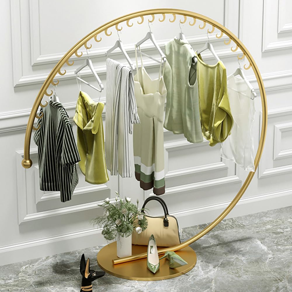 Portant à vêtements robuste rond métallique anti-affaissement 150 cm pour vestiaire encombré