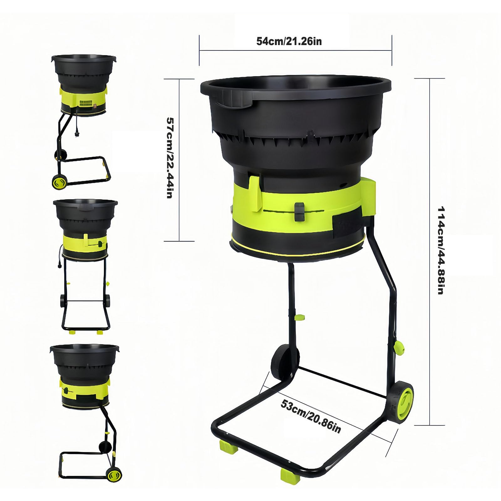 Trituradora eléctrica de hojas, trituradora de jardín de 2500 W con ruedas, 8000 RPM para limpieza de patio, incluye bolsa de almacenamiento, herramienta eficiente para cubrir hojas