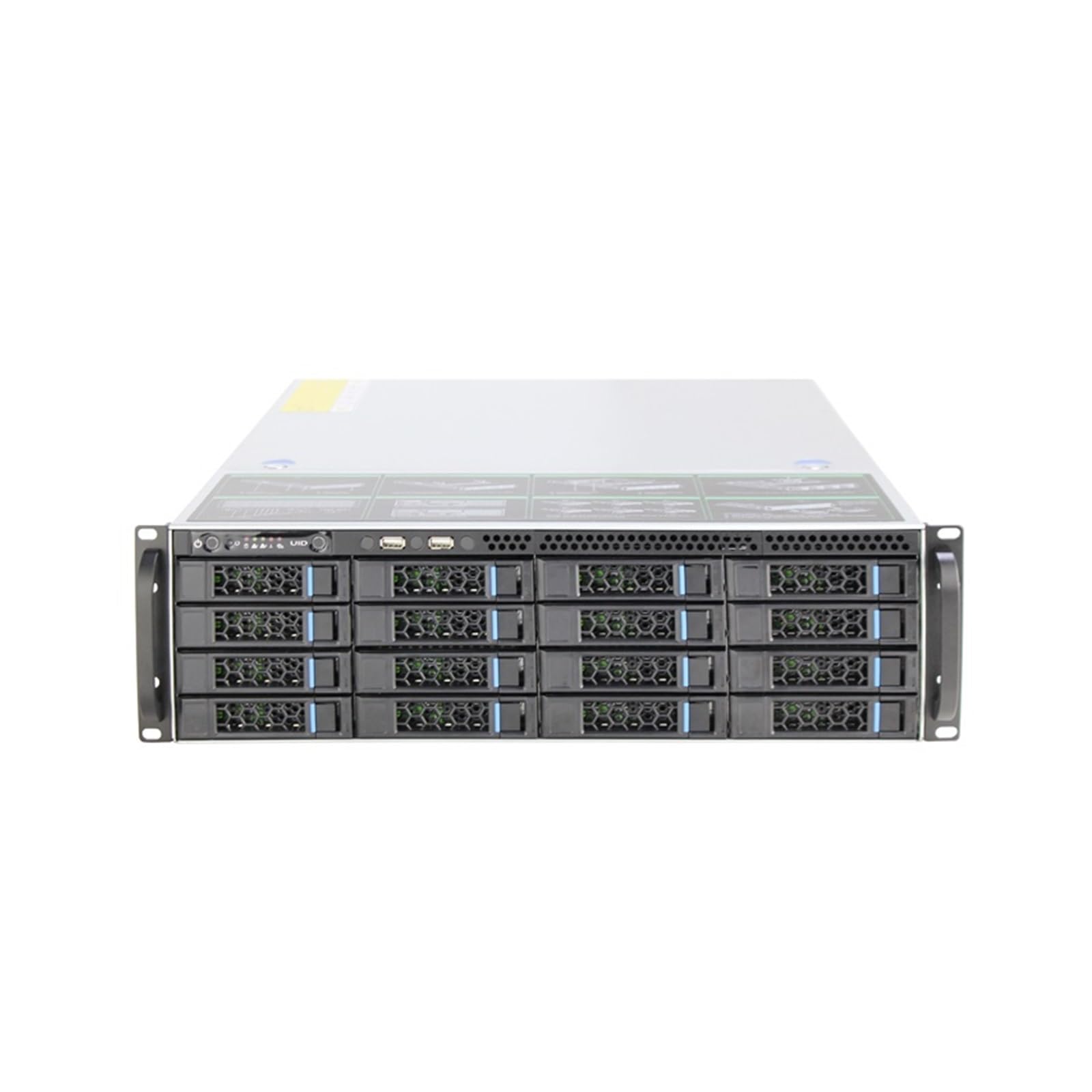 Stabilna ogromna pamięć masowa 16 wnęk 3U Hotswap Rack Case NVR NAS obudowa serwera L=560mm obsługuje maks. 12 * 10,5" płyta główna ATX opcja USB3.0(12GB Expander BP)