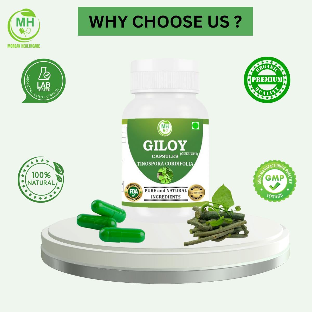 Giloy Capsules 500mg – 60 Count | 1 Pack | Vegetarian | Plant-Based | Herbal Supplement | No Artificial Additives | Gluten Free | organic | — Amazon image 7