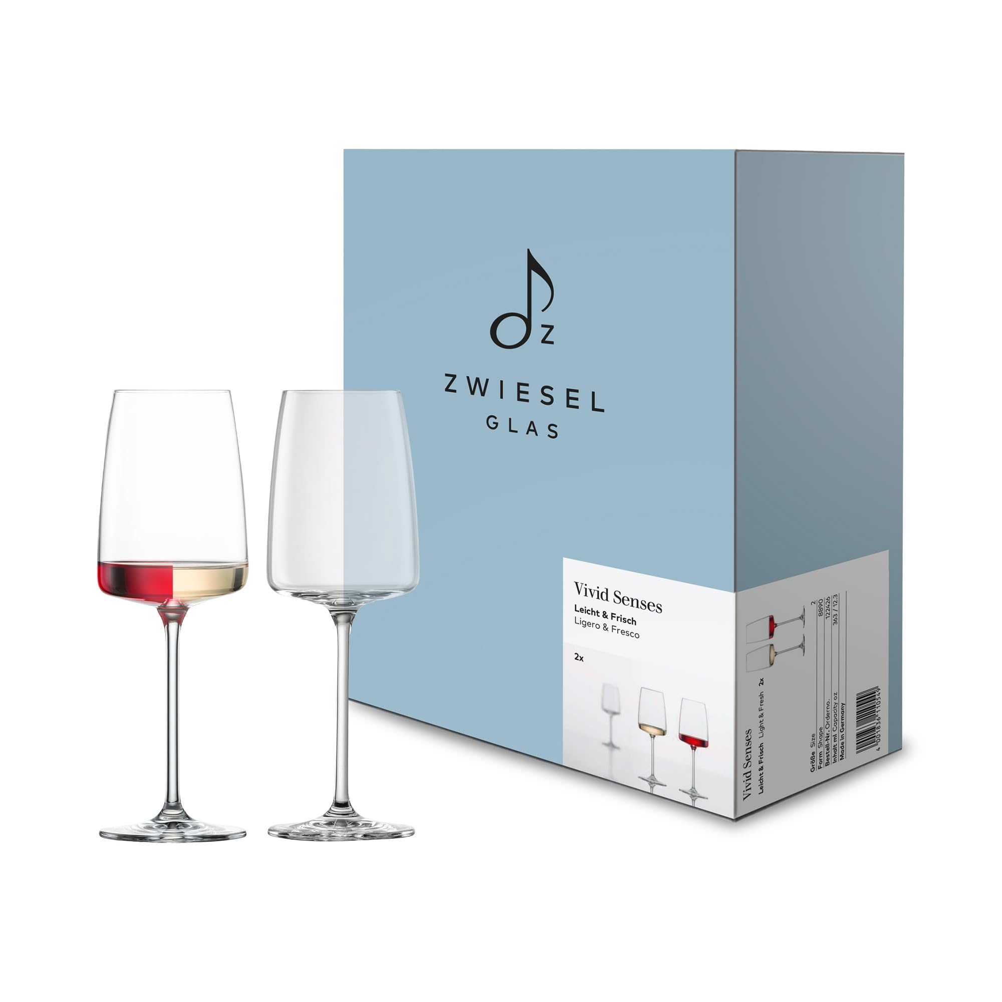 Zwiesel Glas Wine Goblet No. 2 / Height 222 mm Light/Fresh VIVID SENSES s Pack of 6