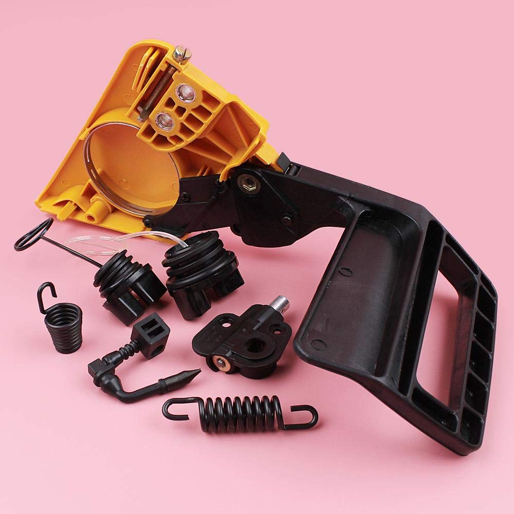 Kit de bomba de aceite de cubierta de protección de mano de freno for piezas de motosierra Partner 350 351 con tapa de aceite de combustible piezas de repuesto de motosierra de resorte de choque