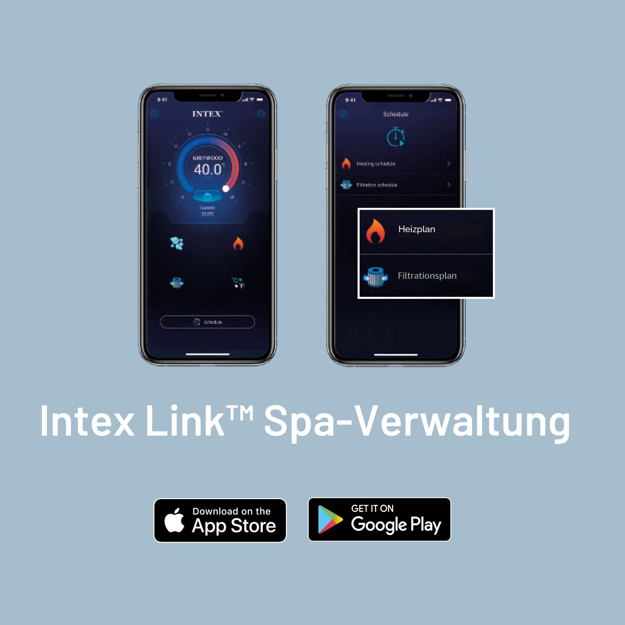 INTEX PureSpa Greywood Deluxe In- & Outdoor Whirlpool aufblasbar für 4 Personen 795 L (145 x 71cm) Inkl. Wasserenthärtungs- & Salzwassersystem - 140 Massagedüsen - Heizsystem - APP Steuerung & LED
