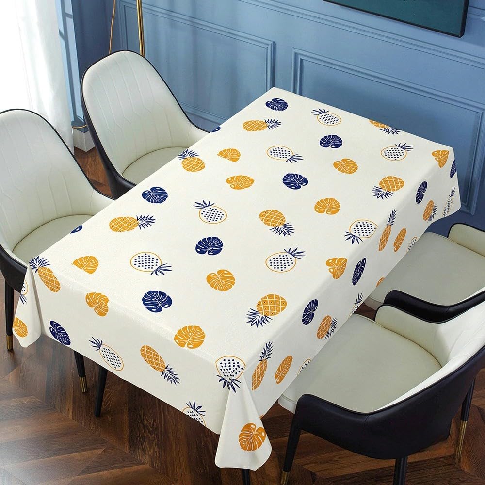 Nappe de table PVC essuyable bleue anti-tache pour grande table rectangulaire
