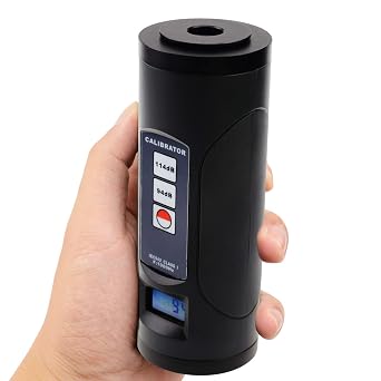 Sound Level Calibrator 94dB / 114dB Fits 1'' and 1/2'' Microphones Digital Decibel Meter Calibratior with 0.3dB High-Precision SPL Calibrator Digital LCD Display with Backlight