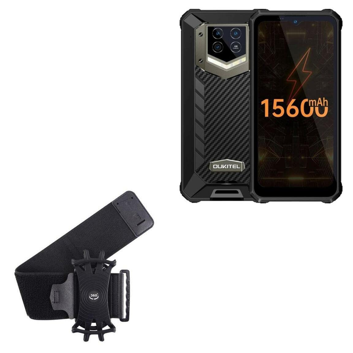 BoxWave Holster Compatible with Oukitel WP15 - ActiveStretch Sport Armband, Adjustable Armband for Workout and Running - Jet Black