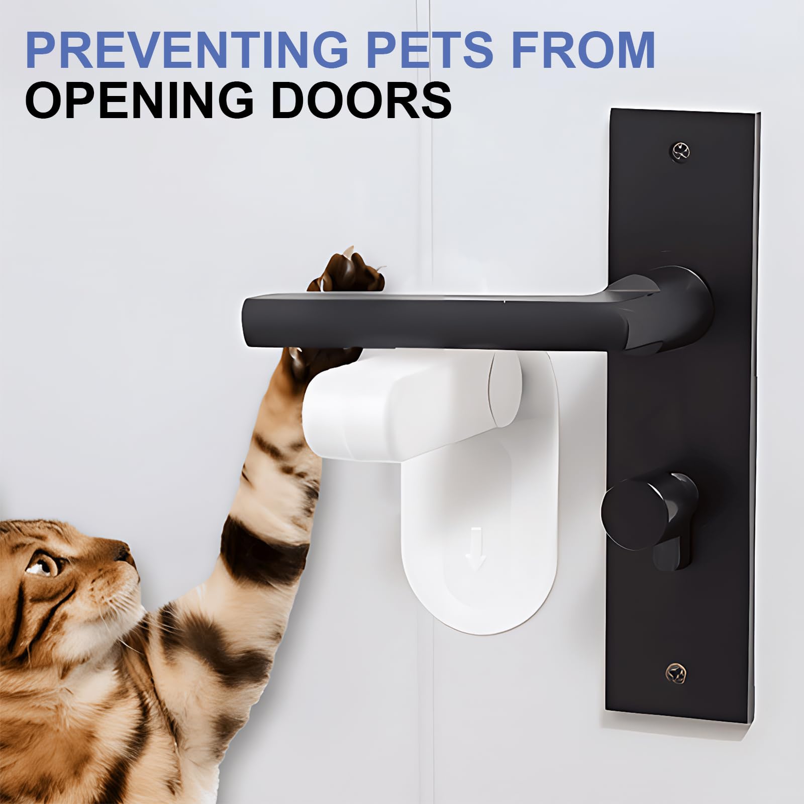 Verrou de Levier de Porte à L'Épreuve des Enfants Petproof, Serrure de Poignée de Sécurité pour Bébé, Sans Outils ni Perçage, Blanc