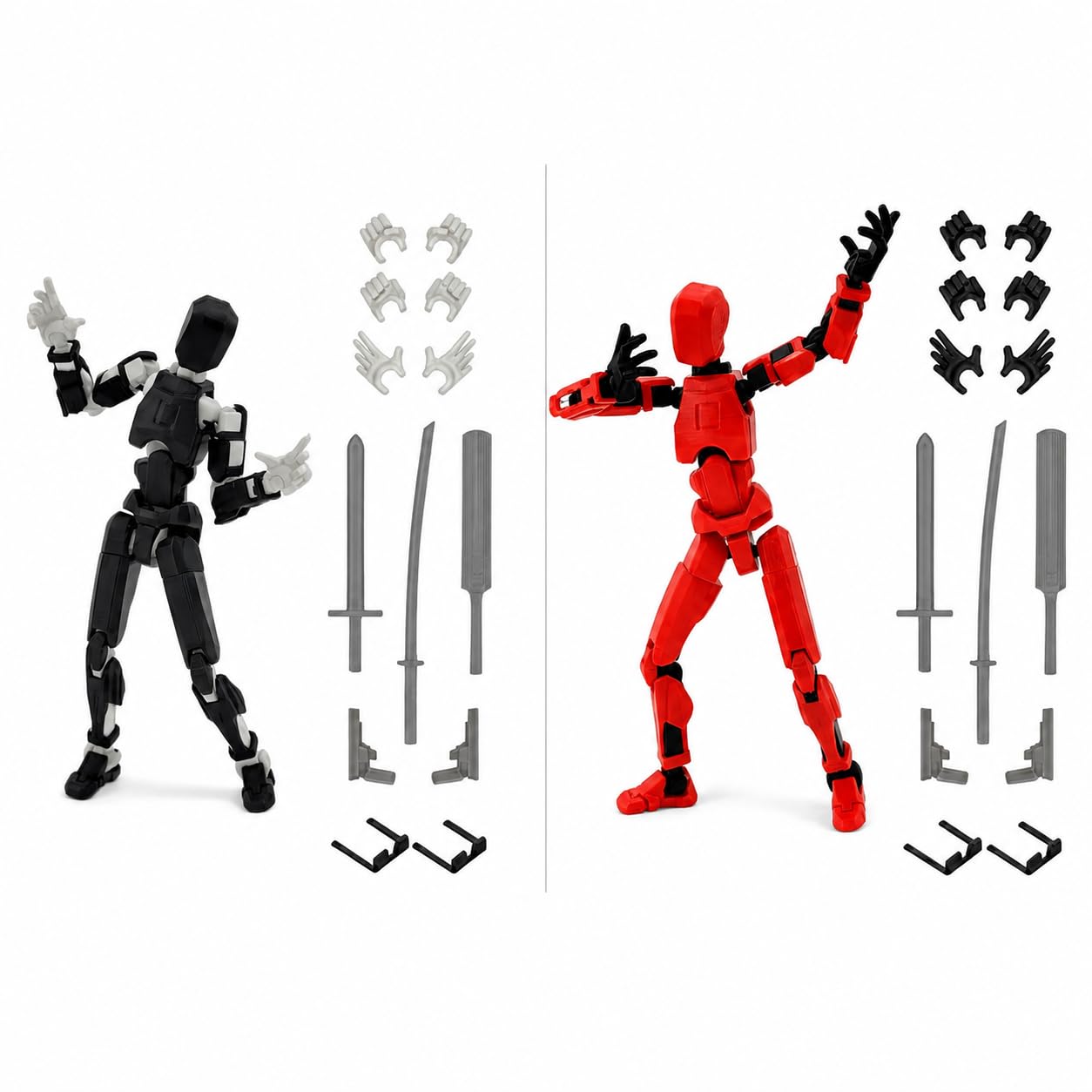 HEYNZ Fully Articulated Action Figure, 3D Printed Robot Assembly Kit, 5.4 Inch, Poseable DIY Collectible Model, Black White Red-image-4