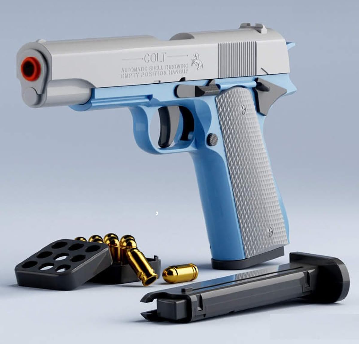 Fidget Toys for Teens and Adults, 3D Printed Small Pistol Toys, Stress Relief for Friends (Blue and Black)