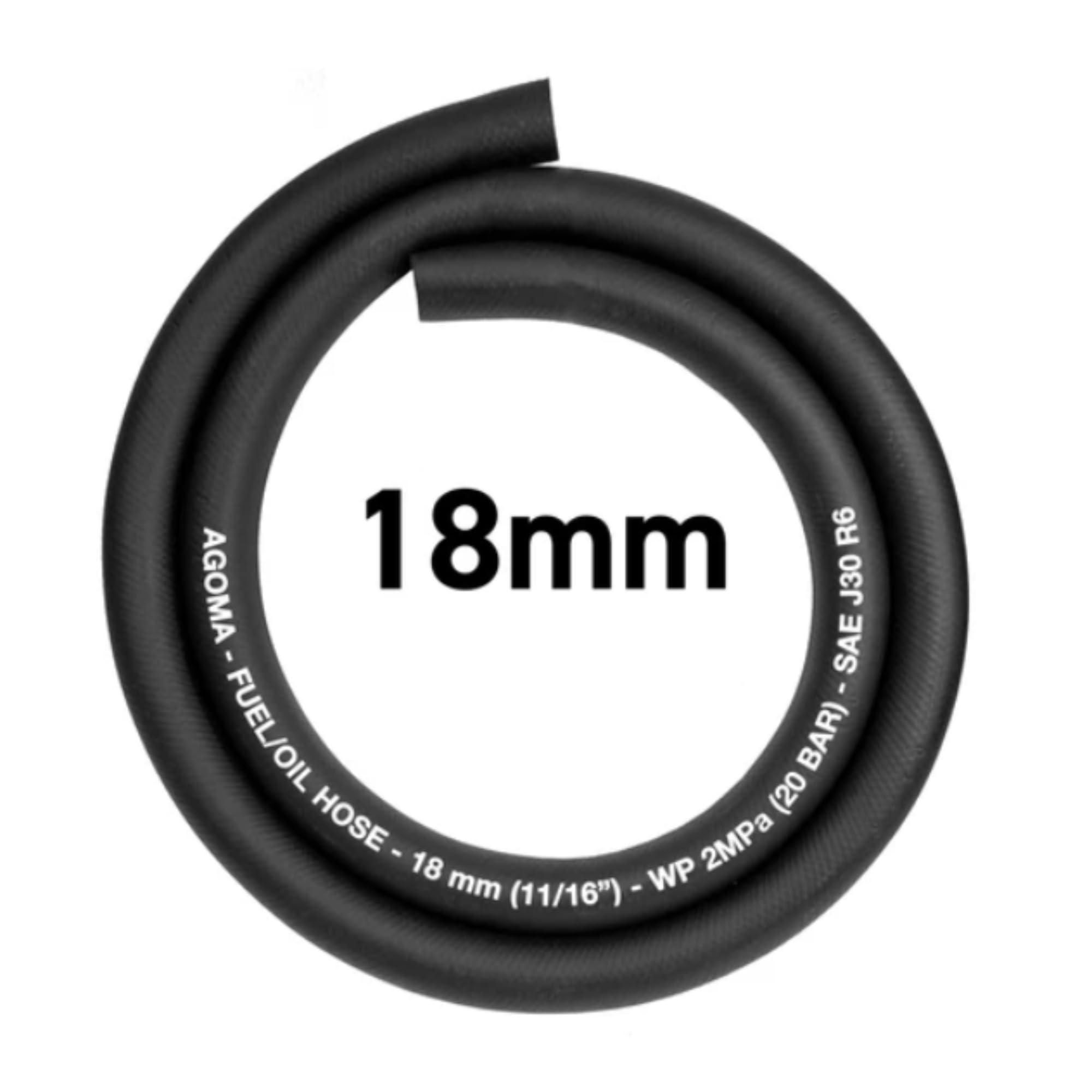 Ap Supplies Black 18Mm X 3Meter Fuel Hose - Reinforced Rubber Hose For Fuel, Diesel, Petrol, Water - Oil-Resistant Flexible Pipe For Engine Fuels, Industrial Use