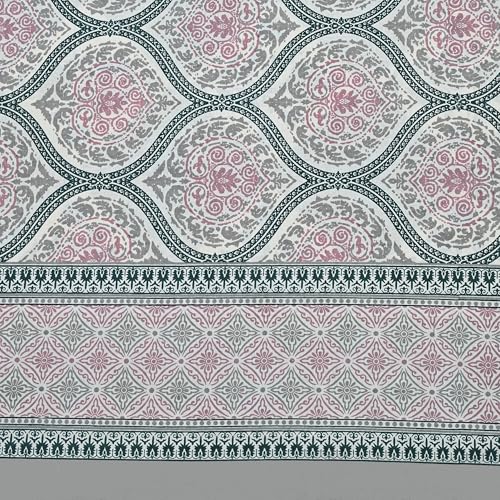 Image of 100% Cotton Single Bedsheet with 1 Pillow Cover | 240 TC Pure Cotton Flat Bed Sheet | Traditional Jaipuri Printed Bedding Set | Soft & Breathable | 60 x 90 Inch (Rangmahal Single 16)