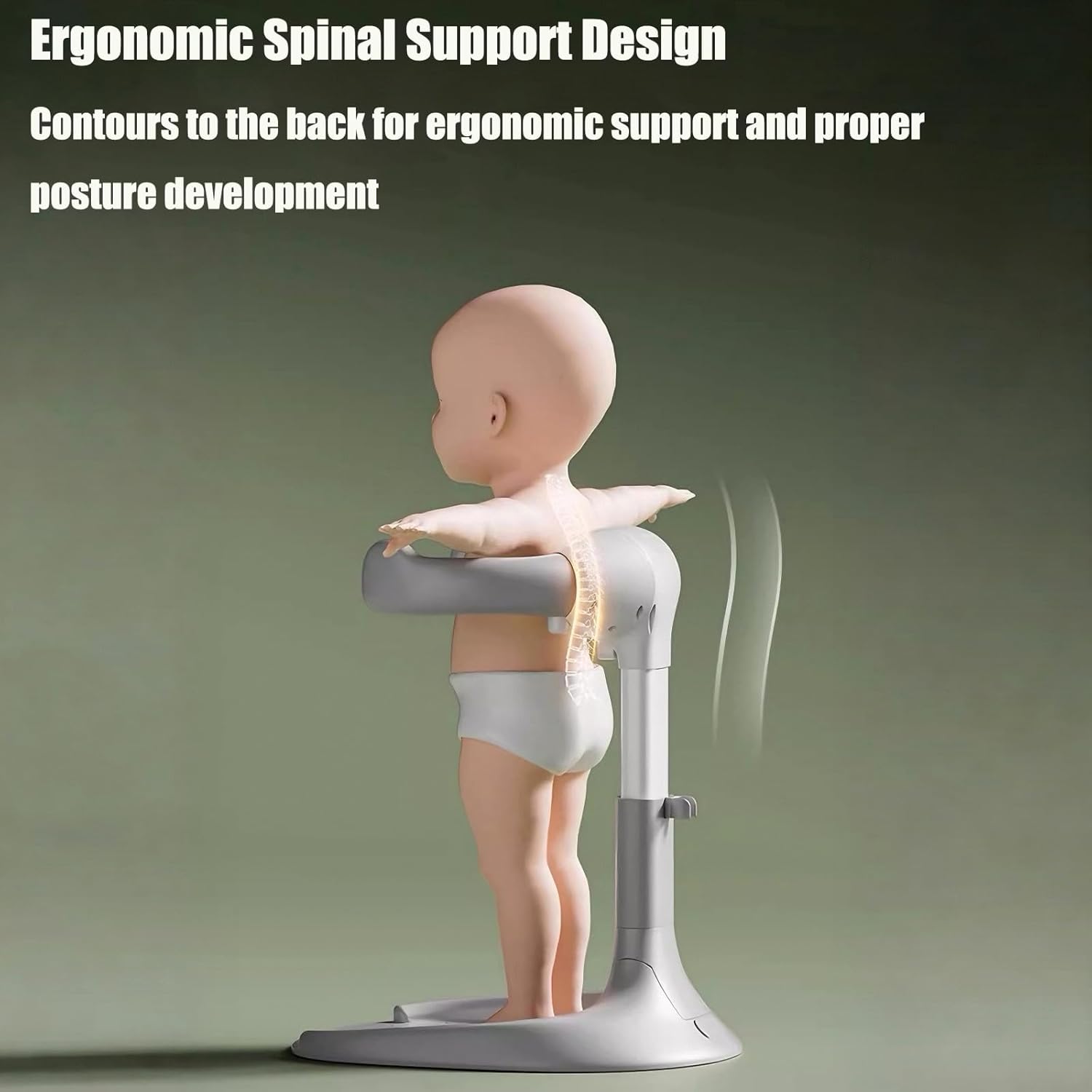 PandaEar Baby Shower Stand | Adjustable Baby Bath Stand with Safety Handle | Foldable Infant Shower Standing Support with Anti-Slip Base for Babies 6-36 Months Newborns & Toddlers (Grey)