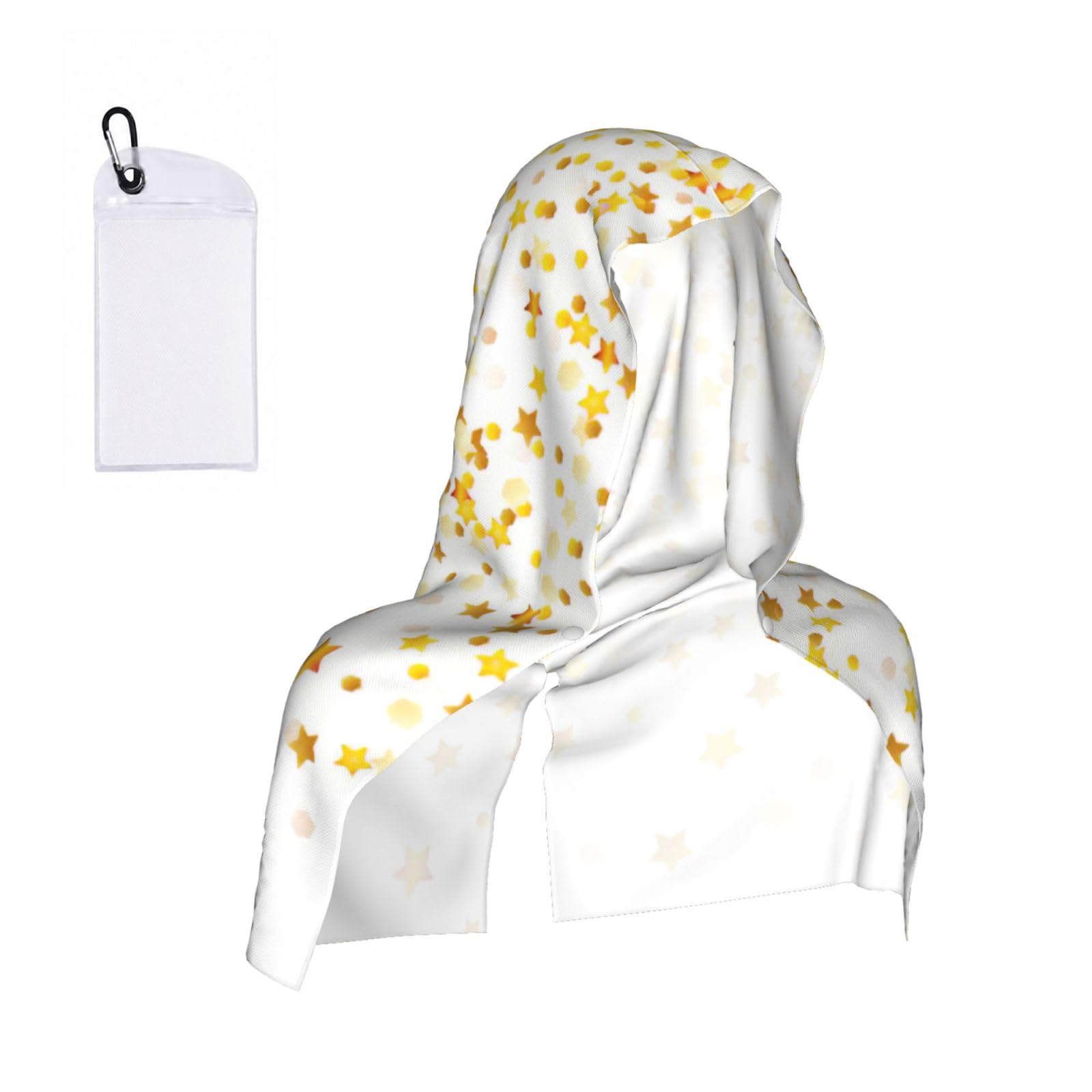 DUWAA Sparsed Dreamy Stars And Spots Print Cooling Hooded Sports Towel, 30×60cm Quick Drying Summer Cool Head Wrap For Neck And Face