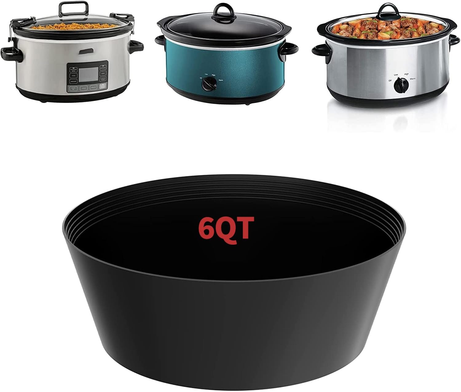 Slow Cooker Divider Silicone Liners, 6 Qt & Slow Cookers