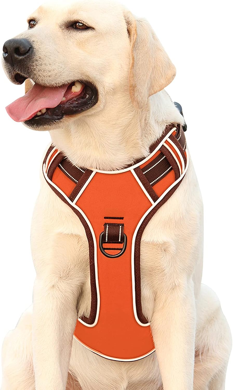 EAVSOW Dog Harness, No Pull Dog Vest Harness, Reflective Adjustable Vest with Handle(L, Orange)