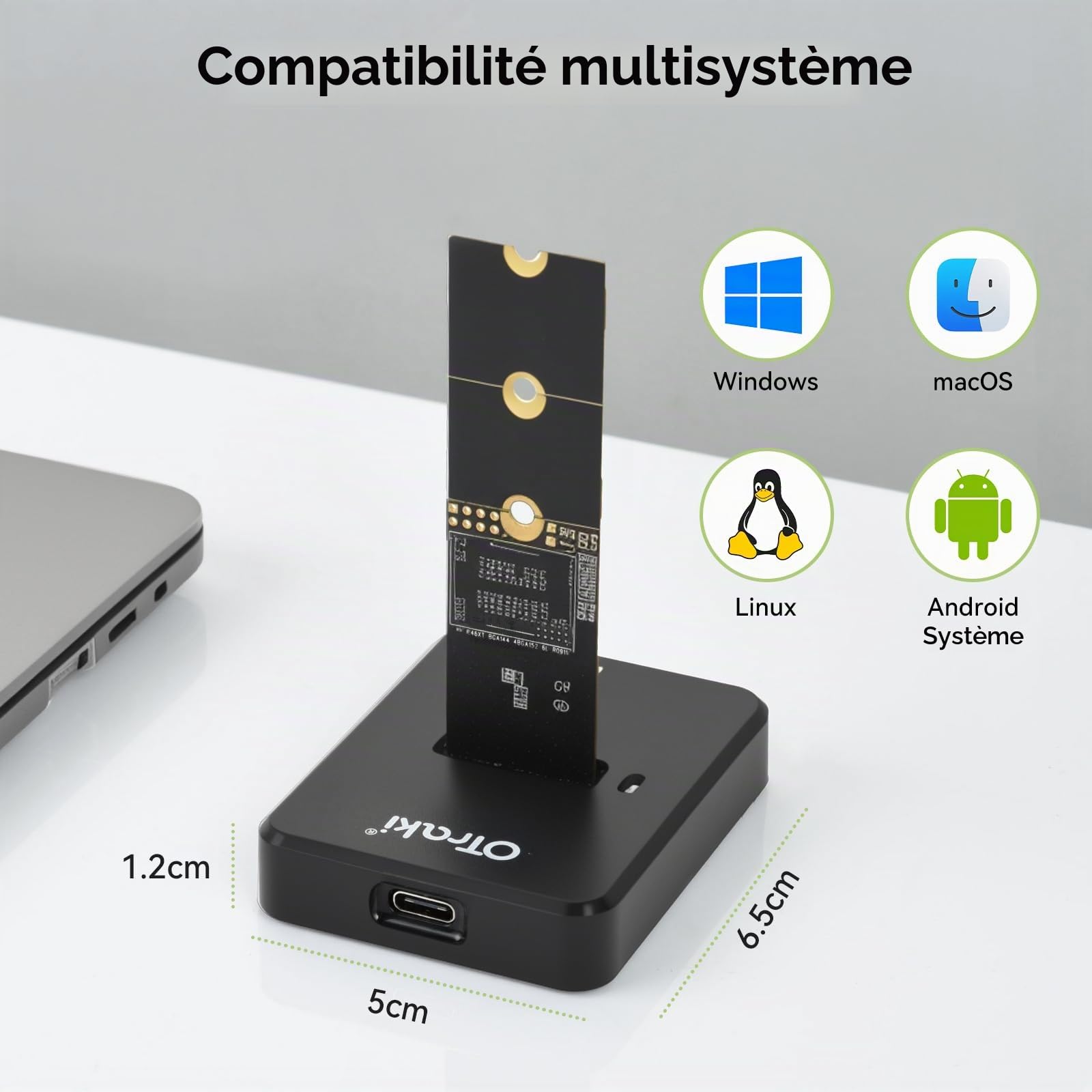 OTraki Station d'accueil M.2 NVMe & SATA, USB 3.1 Gen 2 10Gbps Adaptateur USB NVMe pour Clé M-Key B&M-Key, Adaptateur Double Protocole M2 Boîtier SSD pour 2230 2242 2260 2280 SSDs