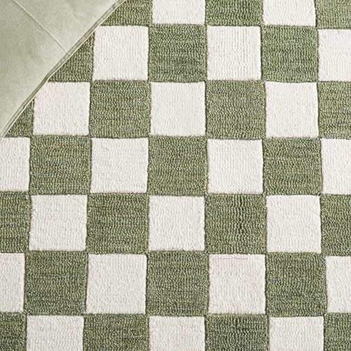 Image of Hand Tufted Wool Carpets Anti Shedding Rug Modern Carpets for Living Room Size 6x8 Feet