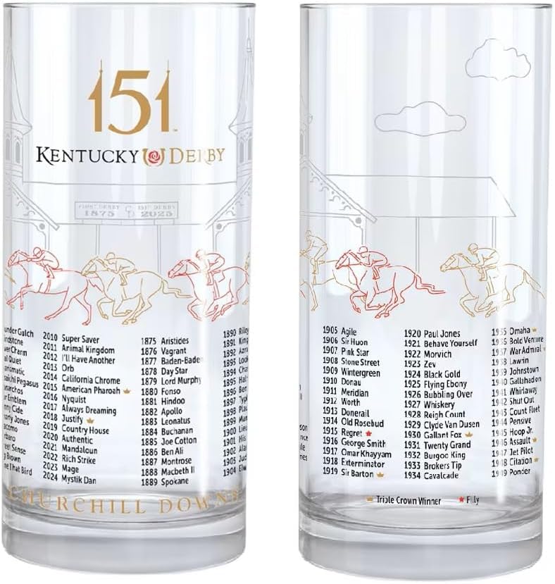 2025 Mint Julep Glass 12oz - 151th Running of the at Churchill Downs - Pack OF 4