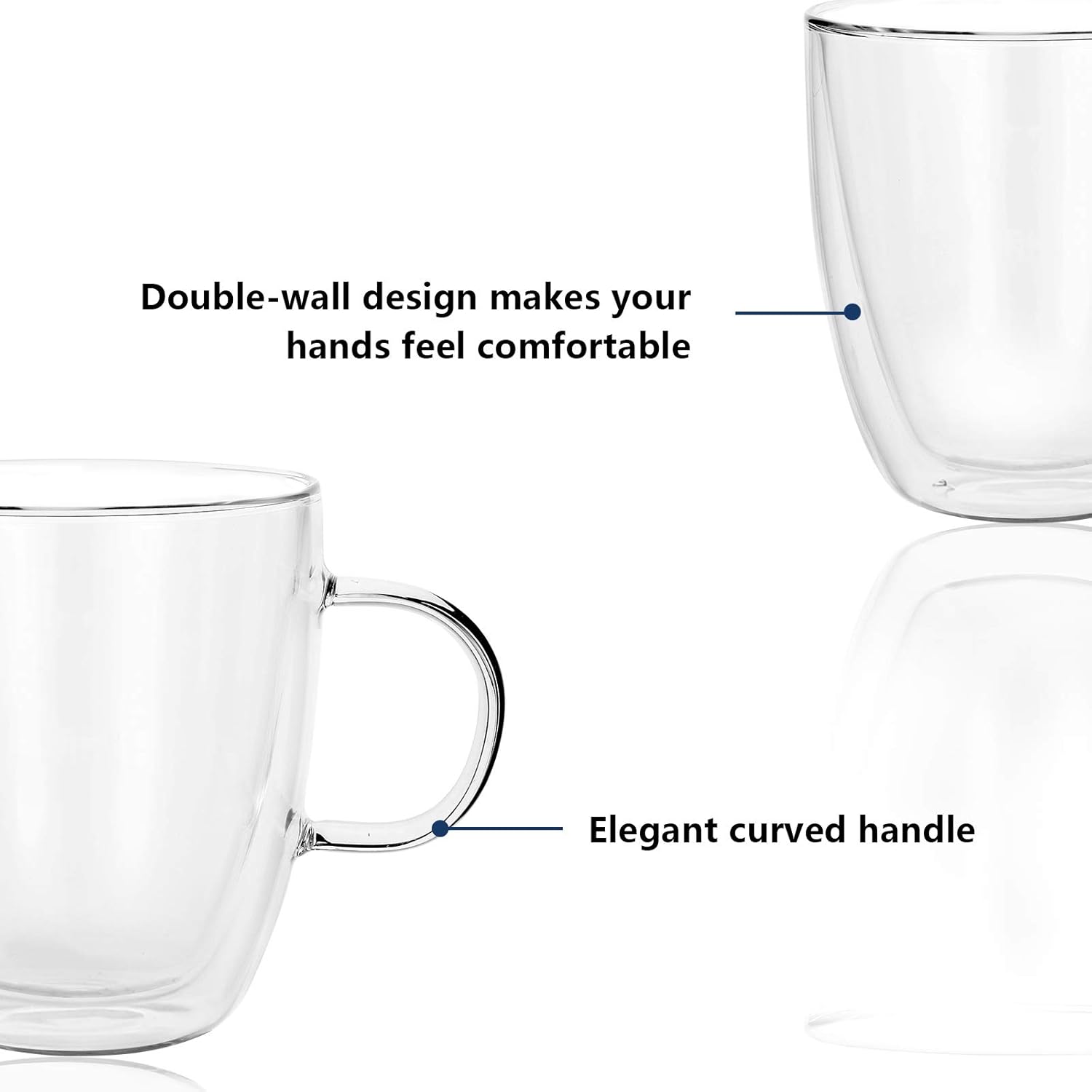 Get Popular Offer Chuniff Glass Coffee Mugs, 12 oz Double Walled Glass Mugs Set with Handle, Insulated Coffee Cups for Beverages, Espresso, Latte, Cappuccinos, Tea, Set of 4