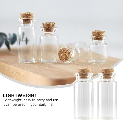 Miniatura 7 de EXCEART Terrariums - 100 botellas de vidrio con tapón de corcho de 0.1 fl oz, recipientes transparentes, pequeños frascos de vidrio, frascos de