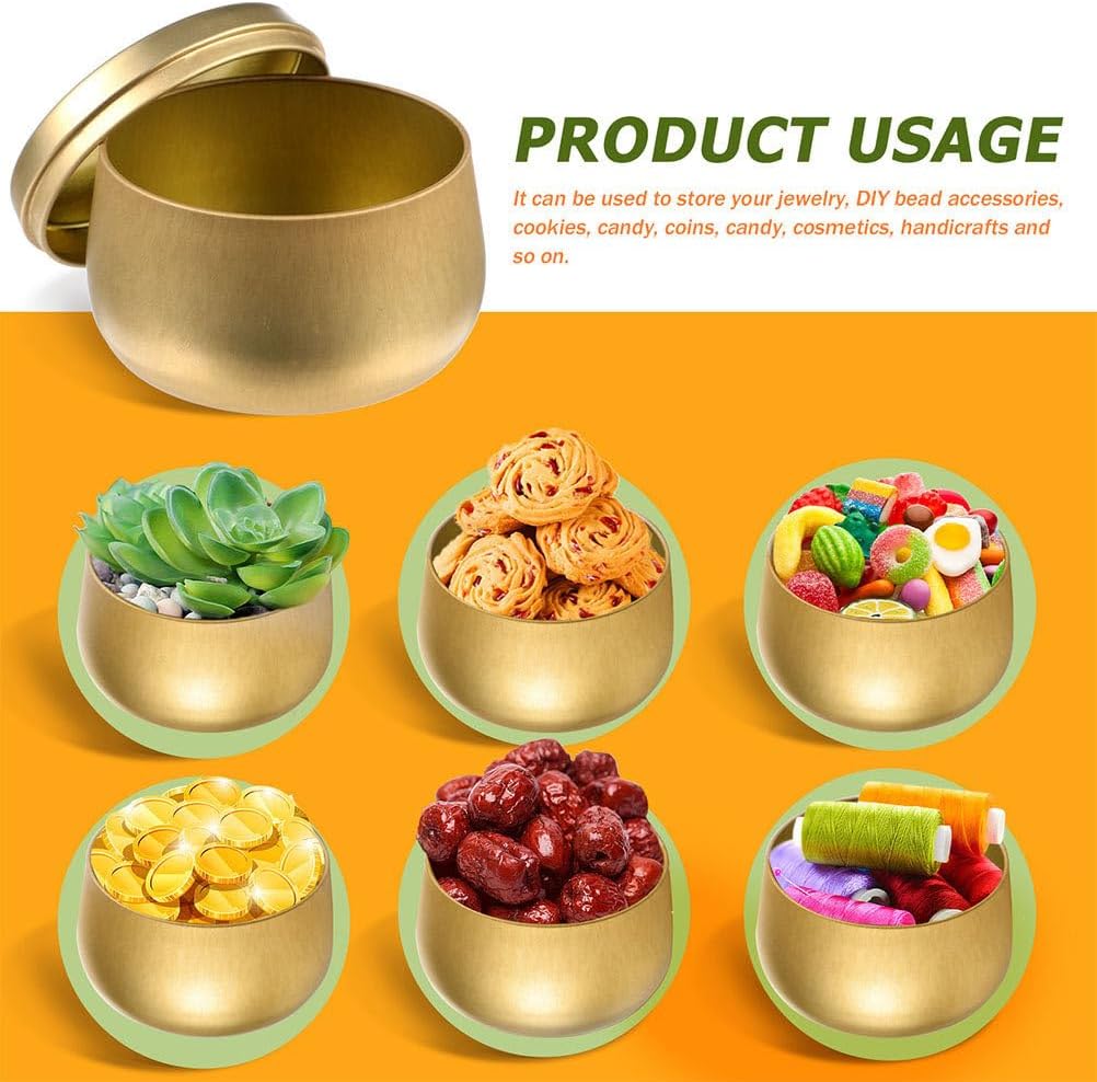 12Pcs Round Sealed Candy Tea Canisters - Multi-Purpose Metal Storage Jars for Loose Leaf Tea Crafts Candies & Jewelry Organization