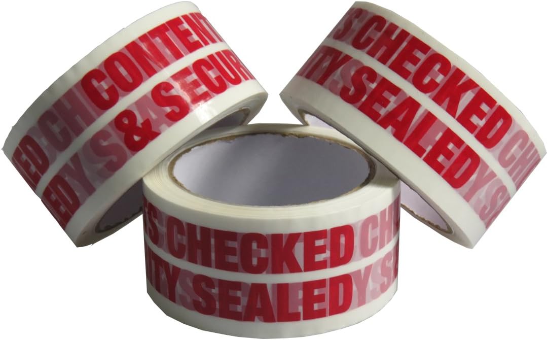 Triplast 48 mm x 66 m Contents Checked Printed Low Noise Parcel Packing Tape (Pack of 6)