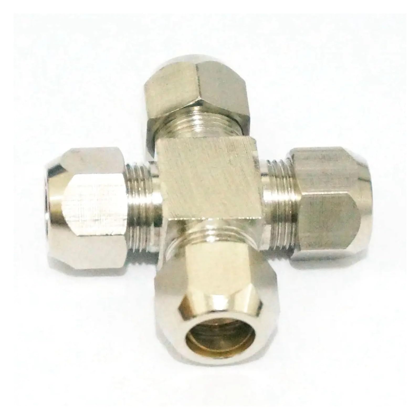 AARTERZZA Fit Tube O/D 12mm Cross 4 Ways Brass Sleeve Ferrule Pneumatic Air Compression Connector Adapter