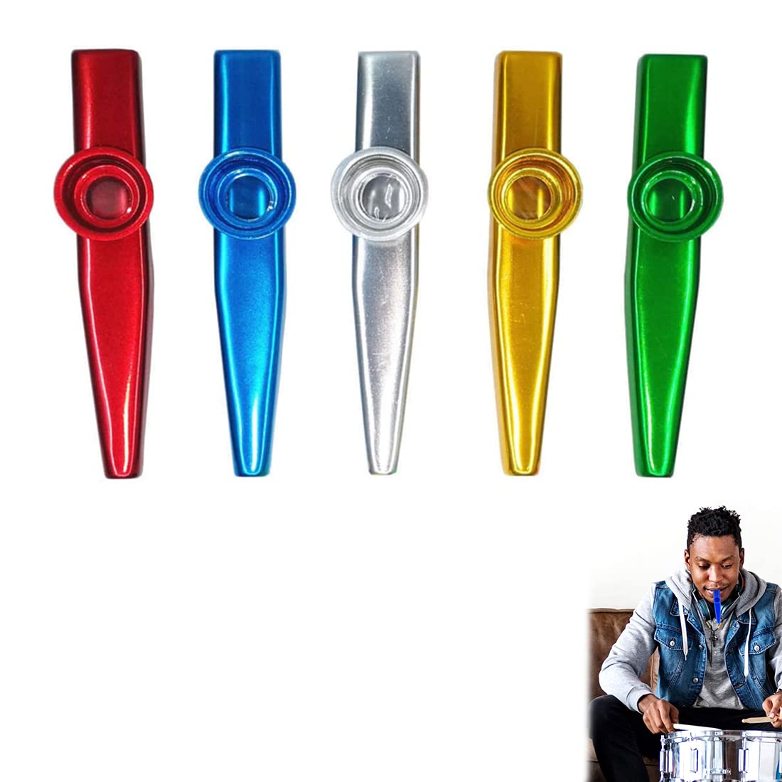 5 sztuk Kazoo Metal ze stopu aluminium z membraną do gitary lub harmonijki, instrument Kazoo, Cazou, Kazoo dla dzieci, prezent dla dzieci
