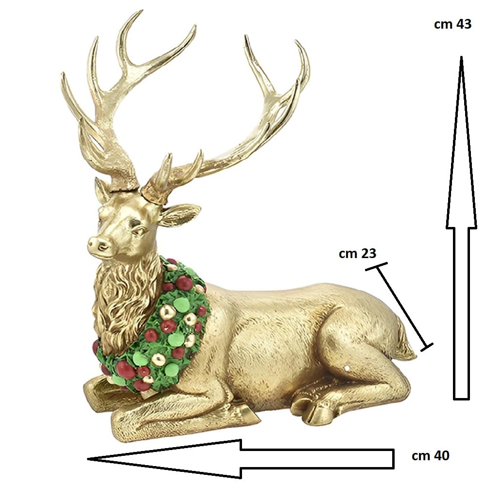 Renna Seduta in Oro Elegante Complemento Natalizio Alta 43 cm Decorazione per Le Feste Idea Regalo per Natale