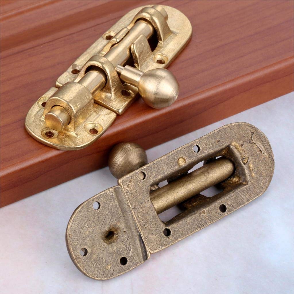 TEmkin Pernos de Puerta de latón, Accesorios de Hardware Chinos Antiguos, Cerradura de Pernos de Puerta de Madera, herrajes para Muebles (D), 1 ud.