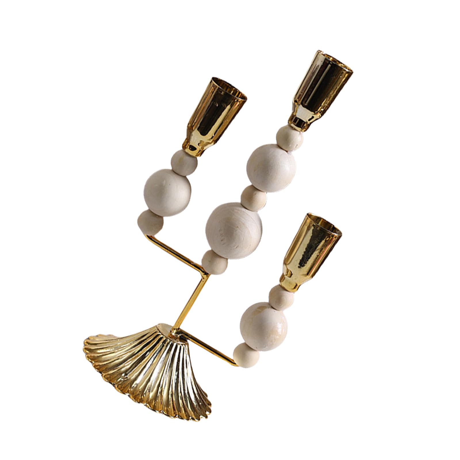 Wooden Beads Taper Holder Metal Candlestick Table Centerpieces Stand for Weddings Party Decoration Holder