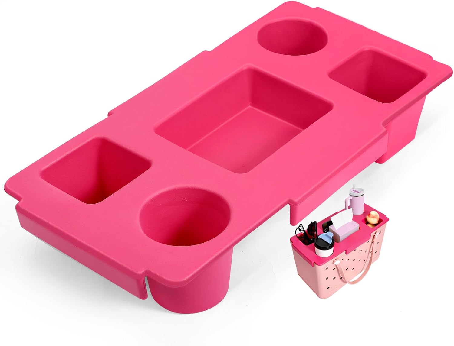 Top Cup Holder Tray Accessories for Bogg Bag X-Large, Waterproof EVA Drink & Phone Holder Fit for Stanley Cup - Organizer & Topper Tray for Bogg Bag (Pink) X-Large Pink