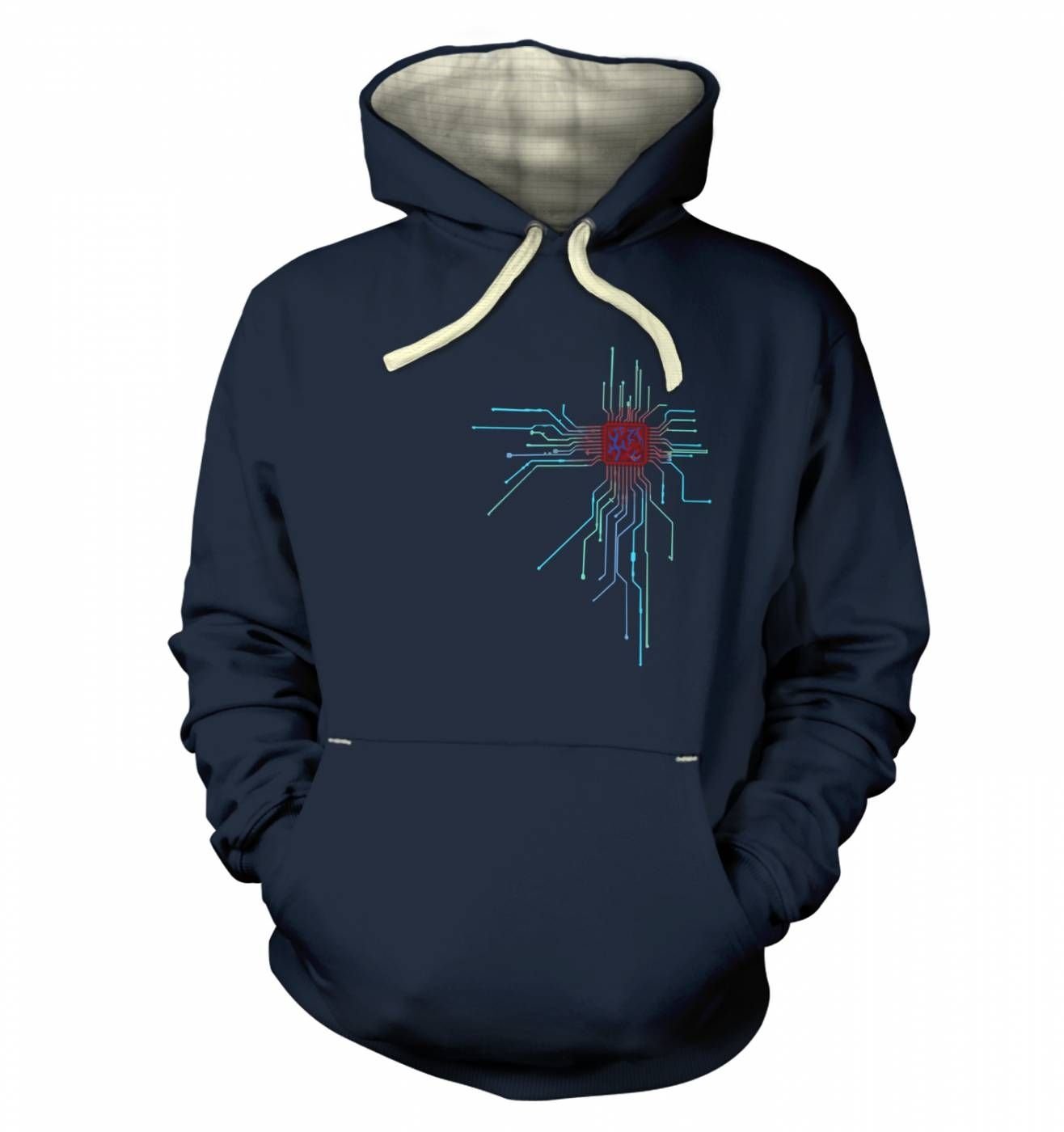 Gaming Hoodies By Big Mouth Men's Midnight Blue Cpu Heart Hoodie (Premium) - Gaming Gamer Geek Hoodie - Xx Large