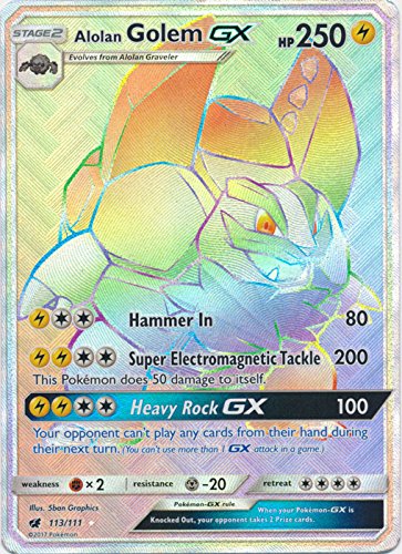 alolan golem pokemon card Amazon.com: Pokemon - Alolan Golem-GX - 113/111