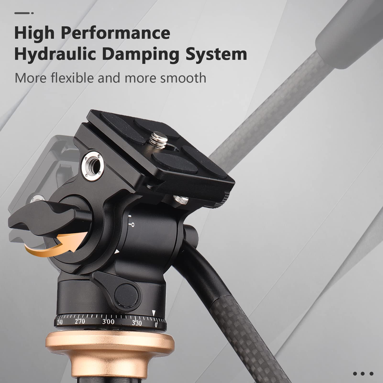 Andoer Camera Video Fluid Head Pan Tilt Tripod Head Panorama Ballhead Tripod Mount 1/4 Inch Tornillo 10kg / 22lbs Capacidad de Carga con manija Desmontable 2pcs Placa de liberación rápida