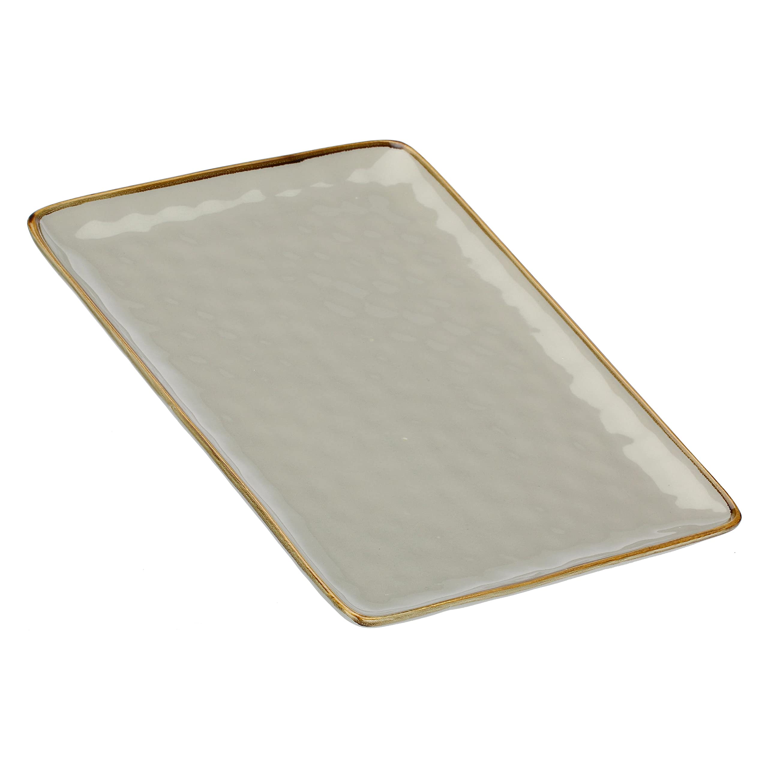 Vassoio In Ceramica Rose & Tulipani - Rettangolare 36x26.6 Cm, Avorio Con Bordo Dorato, Per Tavola Elegante - Foto 8