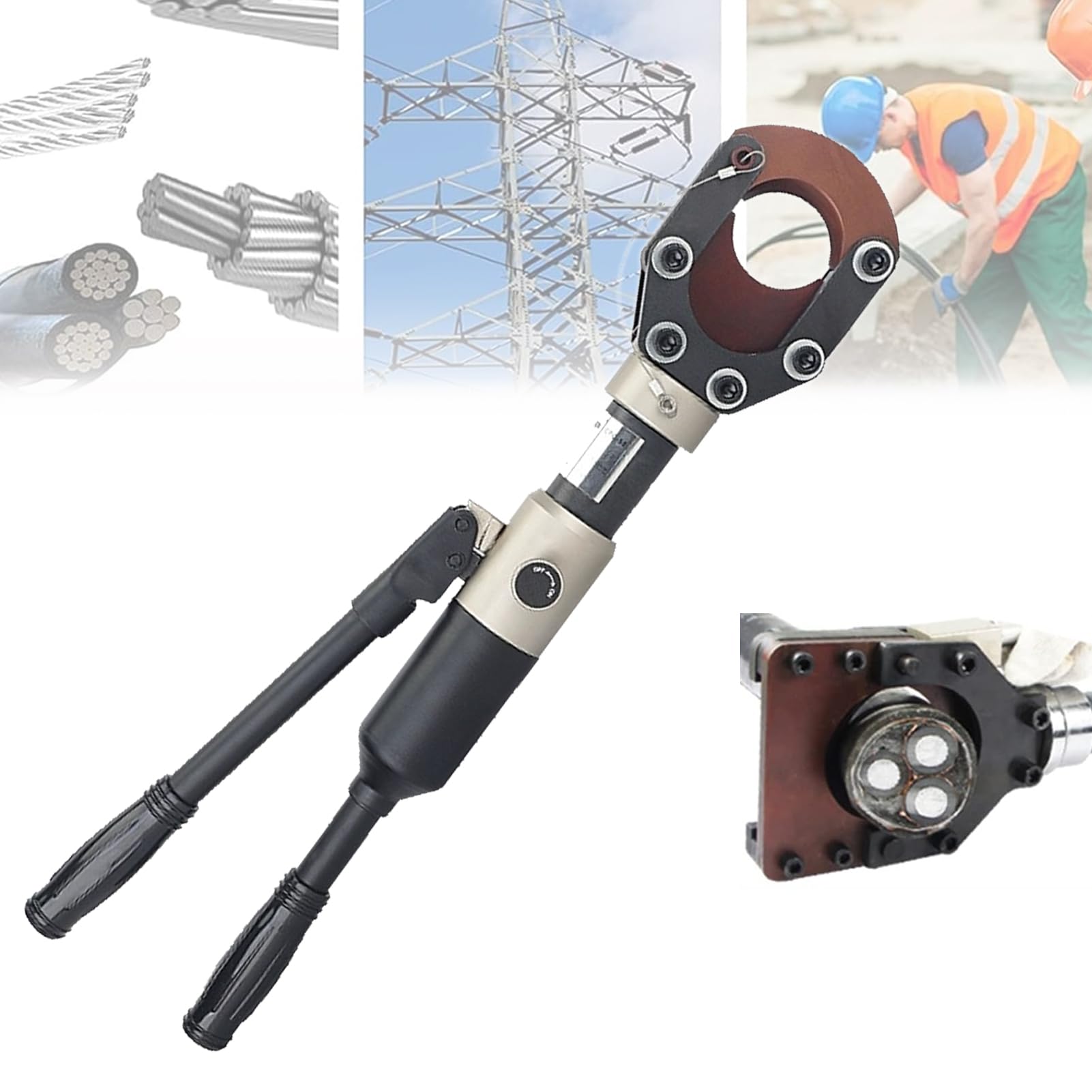 Tagliacavi Idraulico Tagliacavi Idraulico per Tondo per Cemento Armato Utensile da Taglio per Cavi Elettrici Forbici per Cavi Idraulici, con Valvola di Sicurezza per Tagliare Cav