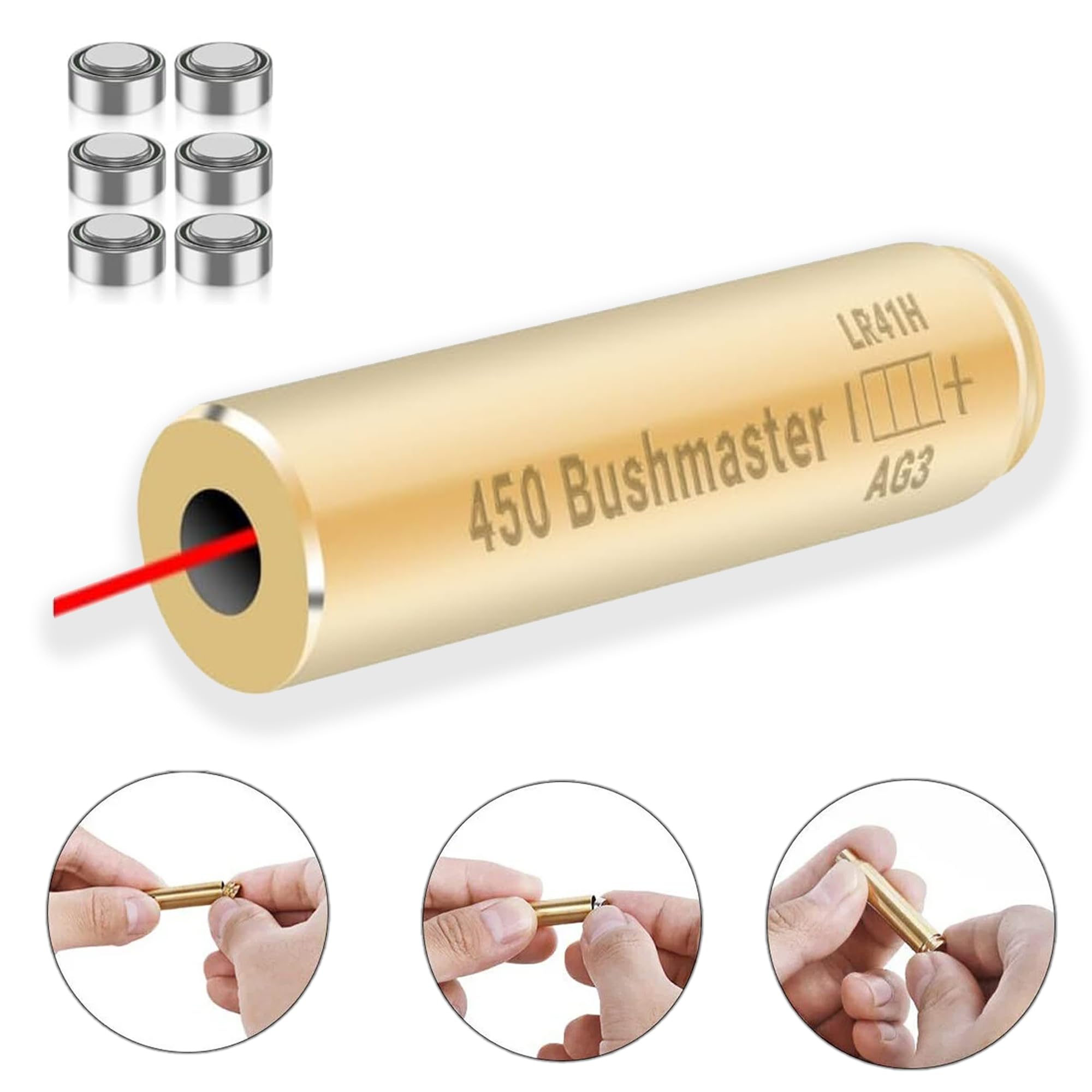 Bushmaster 450 Laser Bore Sight with 6 Batteries - Made of Brass