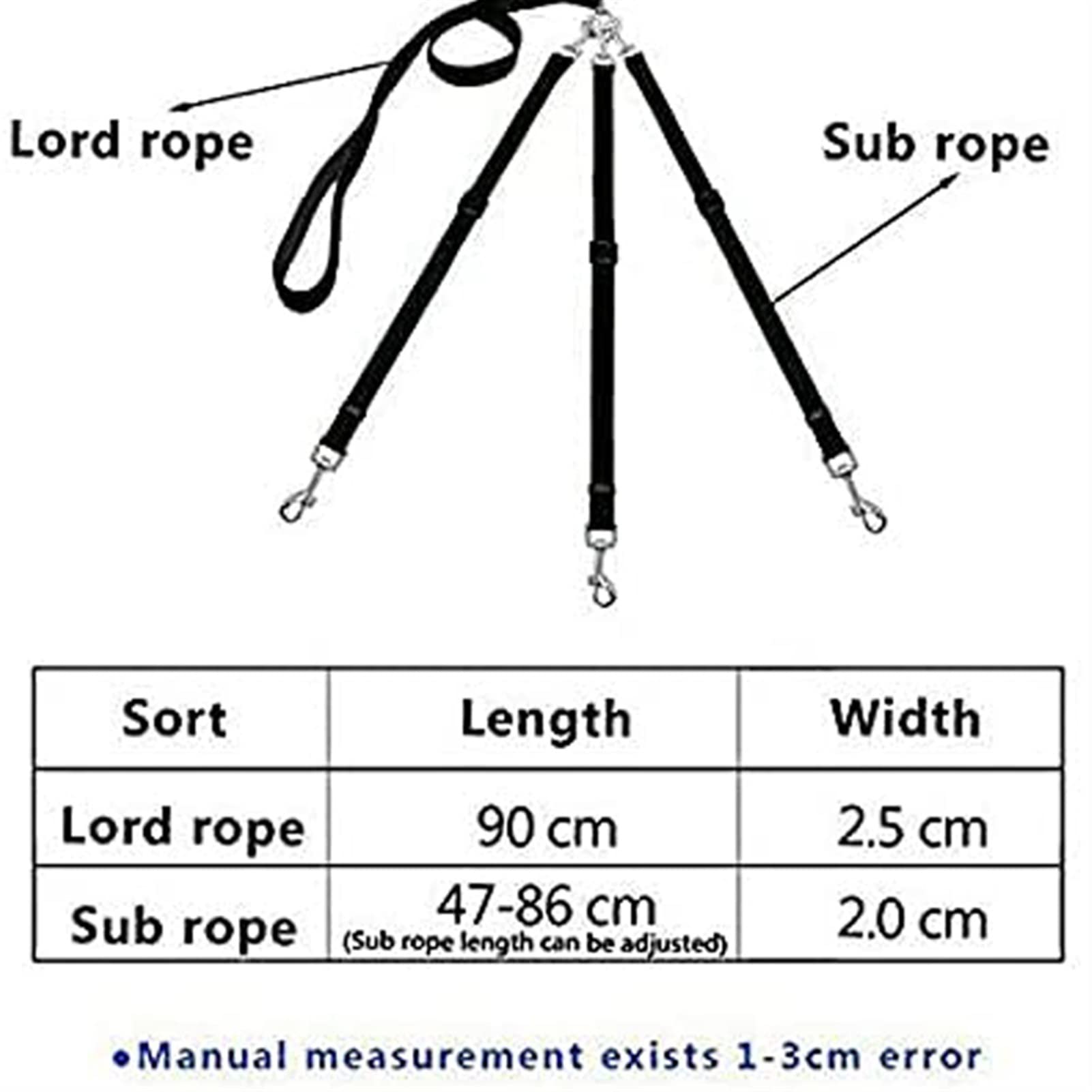 Verstellbarer 3-Wege-Koppler for Hundeleinen, Strapazierfähiges Nylon, Kein Verheddern, Abnehmbare 3-in-1-Haustierleine for Mehrere Welpen, Weich Gepolsterter Griff