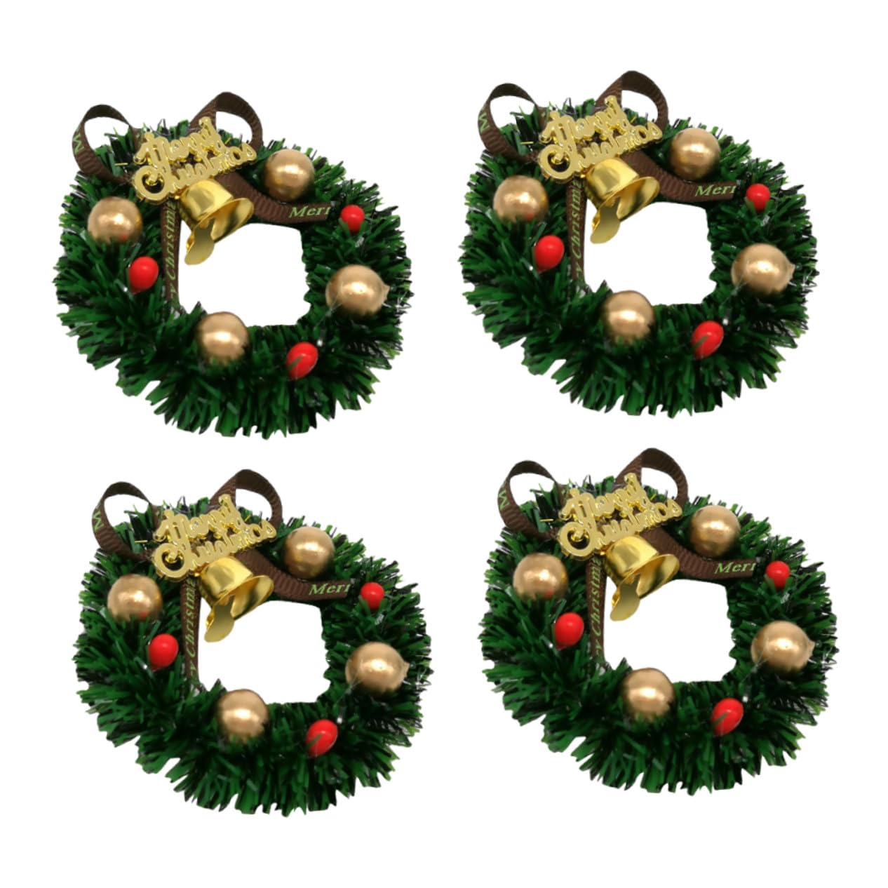 Guirnaldas Navideñas Colgantes de Plástico Verde, Pack de 4 Piezas, Adorno Navideño Clásico y Estilizado para Ambiente en Casa Durante Navidad