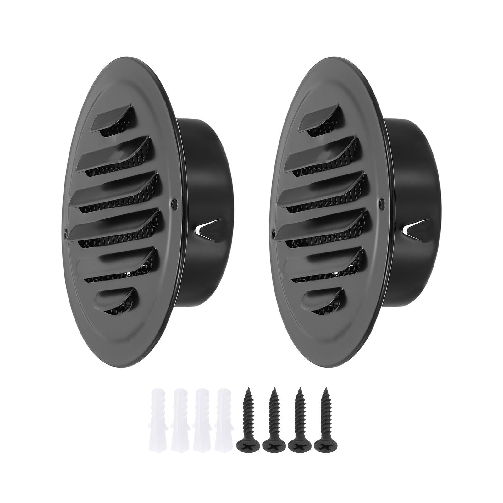 Grille d'aération inox haut de gamme ronde noire 7,6 cm PATIKIL avec vis