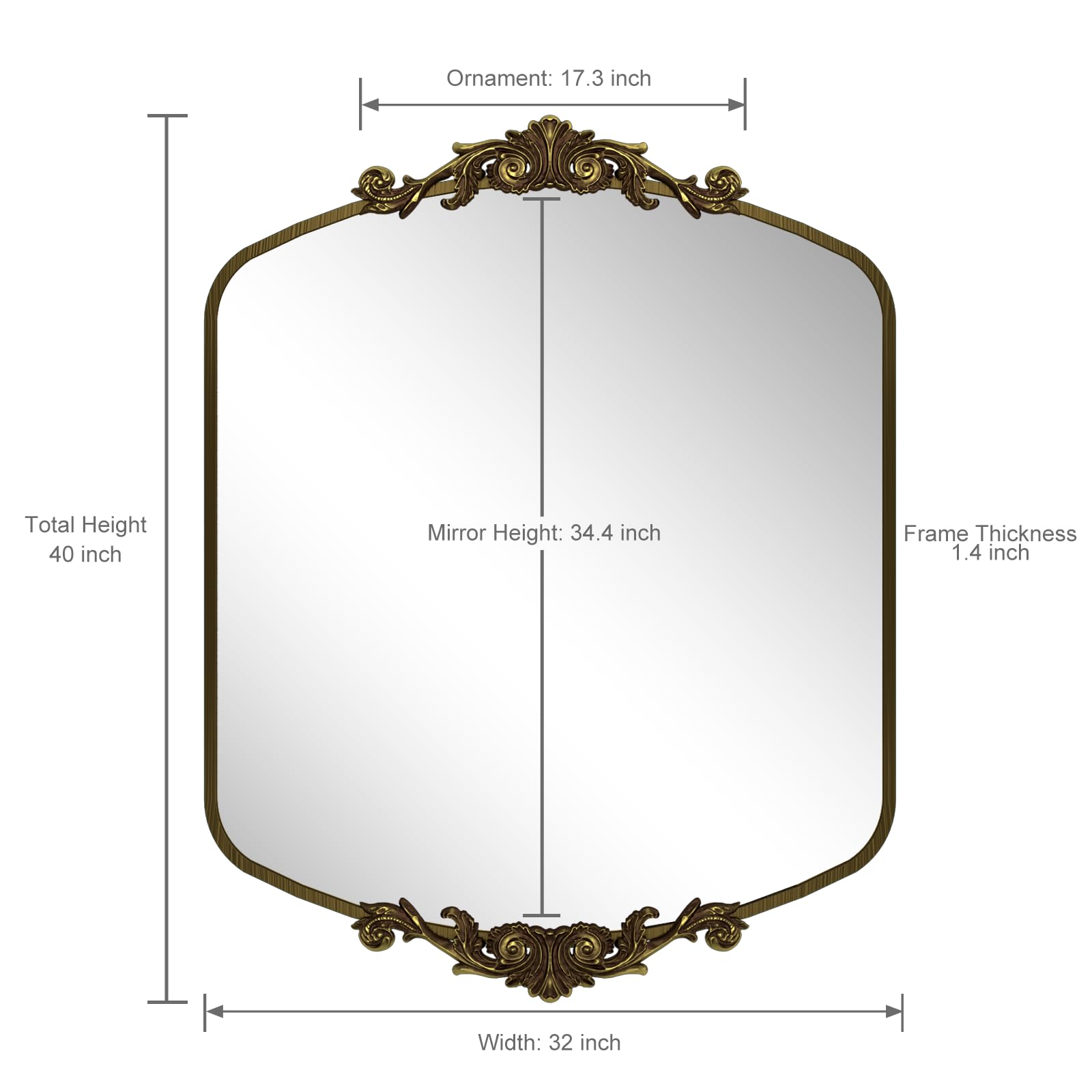 Amazon.com: SMIROR Retro Gold Arched Vintage Mirror 40x 32