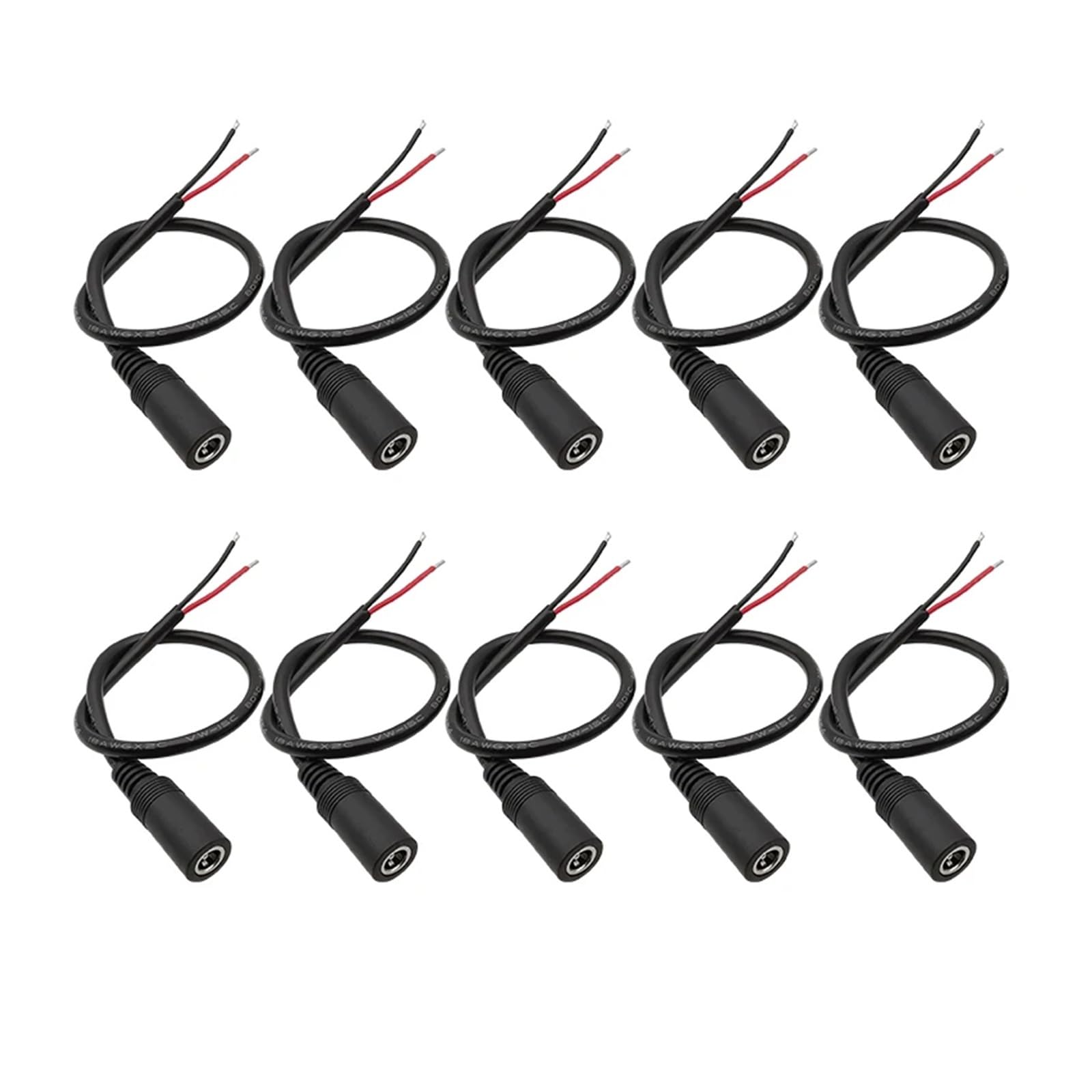 Konwerter wtyczek jack, Złącze kabla zasilającego DC 5,5 mm x 2,1 mm męskie złącze żeńskie wtykowe wtykowe z przewodem 18AWG(10 Female)