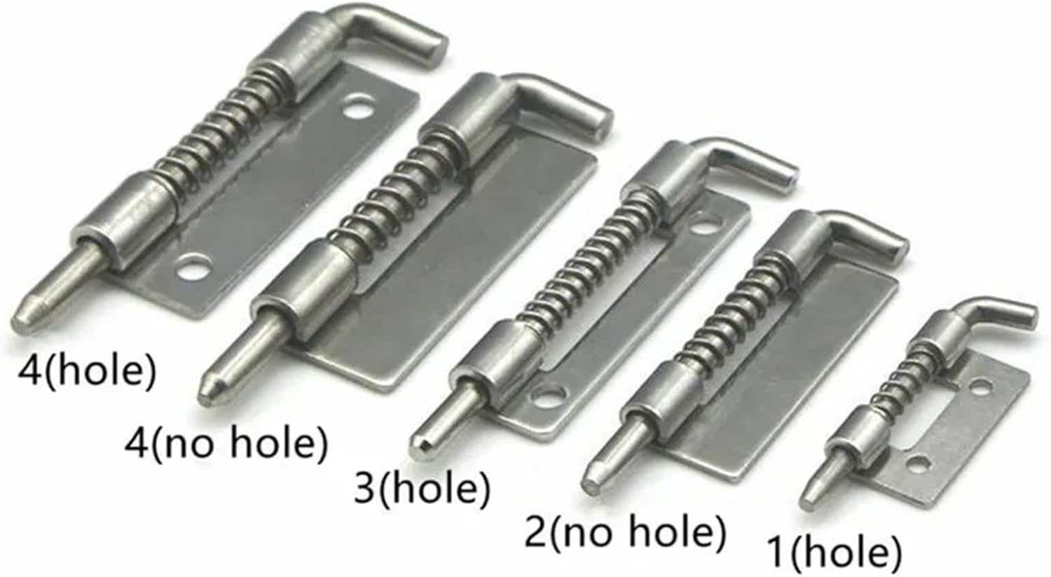 Durability 4pcs 304 Stainless Steel Door Bolt Lock Buckle Security Spring Bolts Latch for Cabinet Hardware(1-Hole-L)