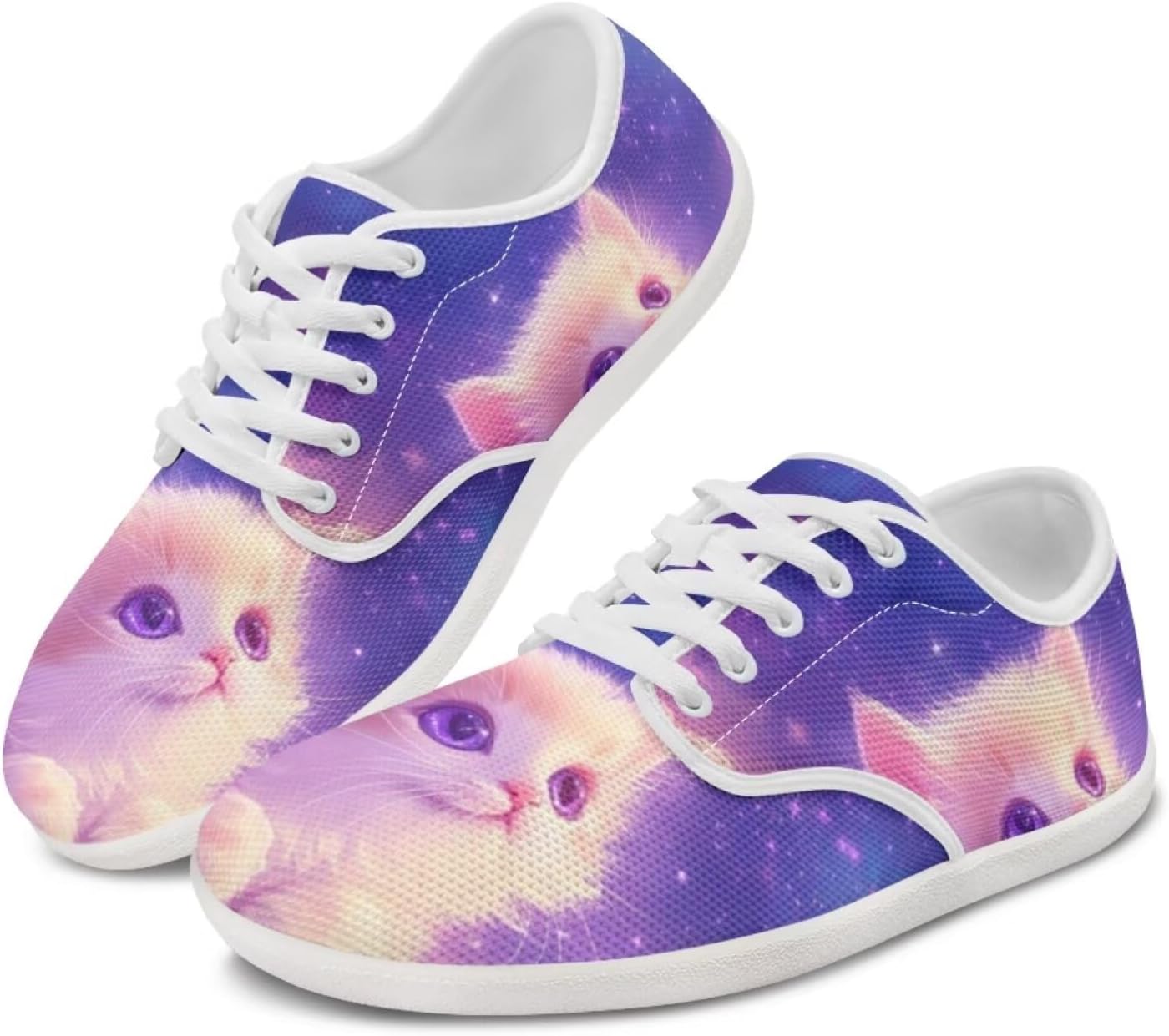 chaqlin Womens Fitness Shoes Non Slip Cat Pattern Low Top Athletic Sneaker Casual Flat Walking Running Tennis Shoe