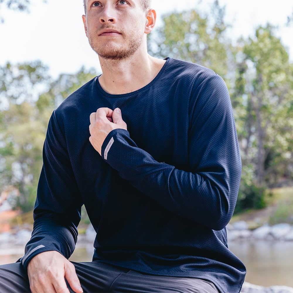 Homi Sustain Base+ Double Layer Thermal Long Sleeves T-Shirts, Breathable & Heat Retention, UPF 50+ Sun Protection, Dark Steel Gray- Medium