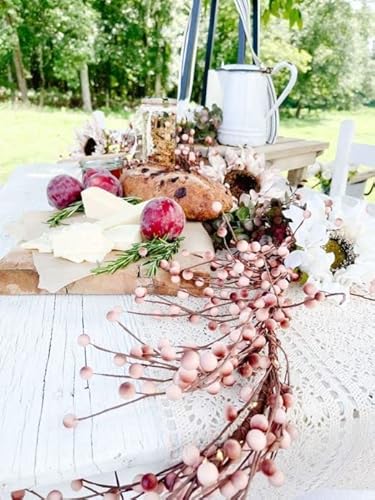 Pink Berry Garland With Lights, 5.5 Ft Grapevine Garland With Blush Pink Berries, 100 Led Lights, Lighted Garland Decor, Battery Operated Pink Christmas Garlands Fireplace Mantel Decorations #TOP7