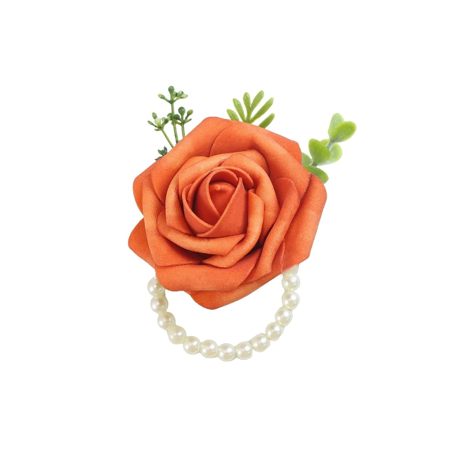 Hzomif Two-Tone Artificial Rose Wrist Corsage 6pcs Bridesmaids Wrist Corsage Bracelet Wedding Accessories PE Rose Flowers Artificial Cuff Bracelets(Orange)