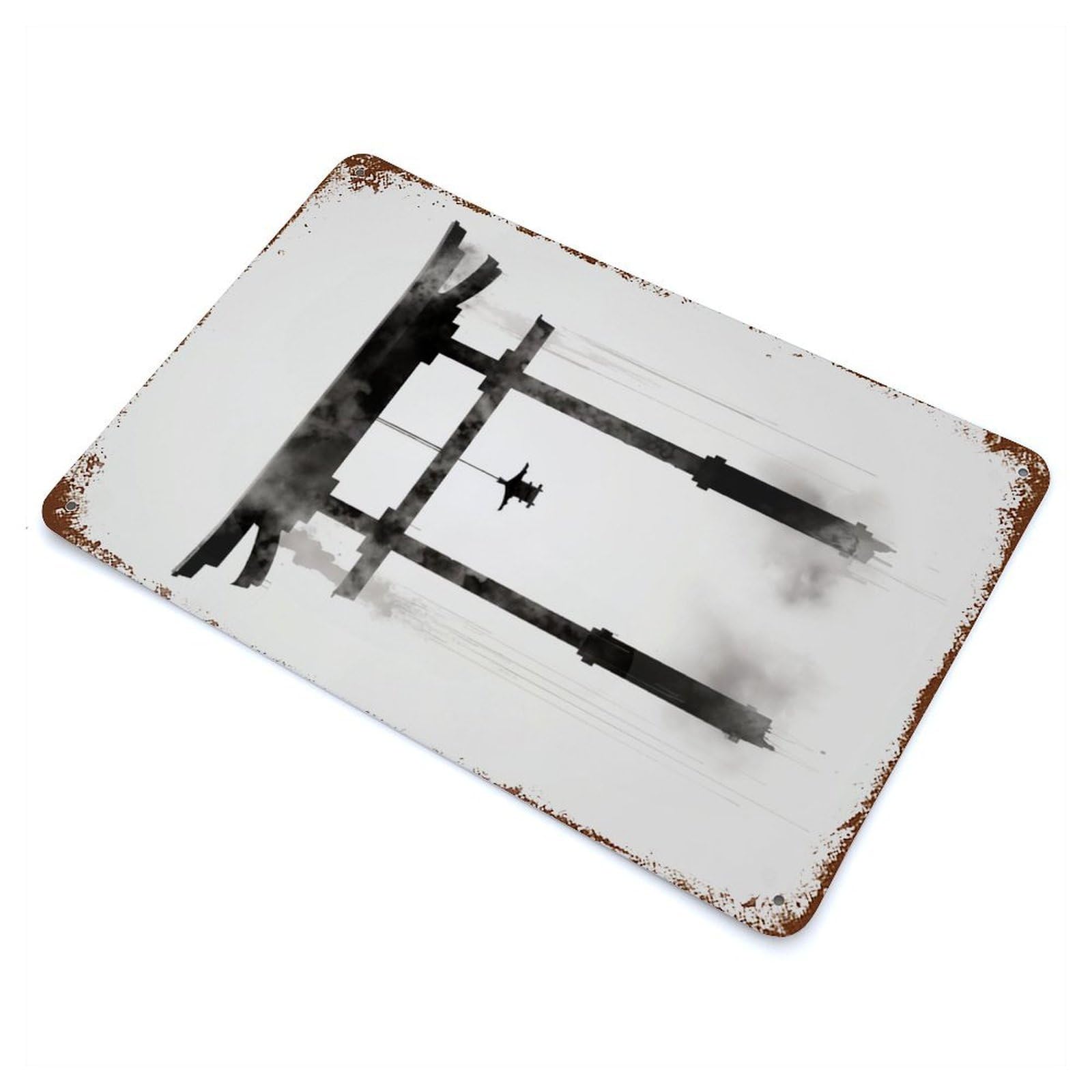 Japanese Art Ink Shrine 11.8"x7.9" Decorative Tin Sign, Classic Wall Plaque for Cafe, Home Bar And Lounge Decor