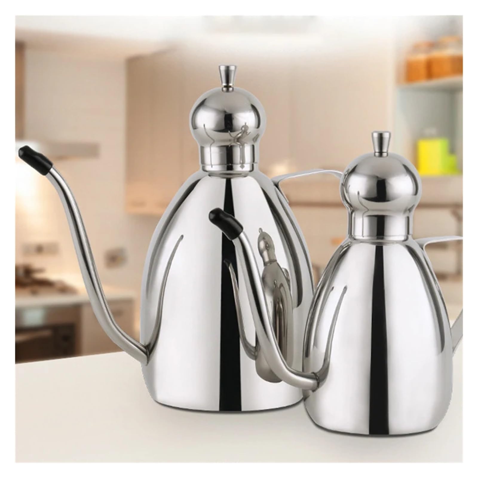 Lata de aceite tipo tambor de acero inoxidable con tapa, 350/500/1000ml | Recipiente para condimentos y salsa de soja, 65x133x155 a 100x220x205mm(Silver-350ml)